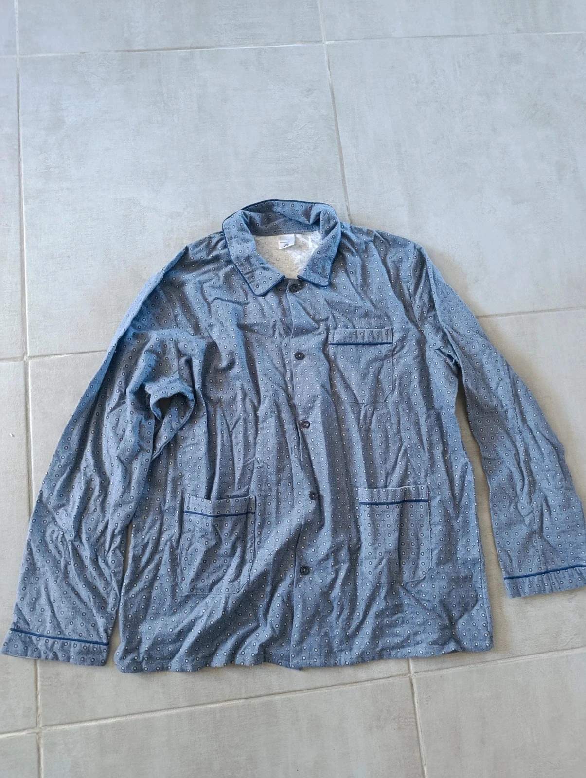 Veste d'intérieur / veste de pyjama Ary & Bell 100% coton bleu imprimé – XXXL